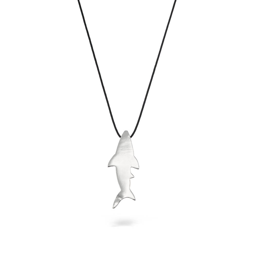 agapi-the-fish-shark-collier-cordon-charme-argent image 1