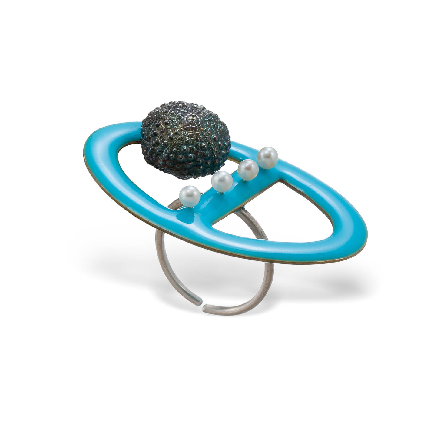 agapi-seastories-salty-kiss-bague-ajustable-bleu-clair-perle image 1
