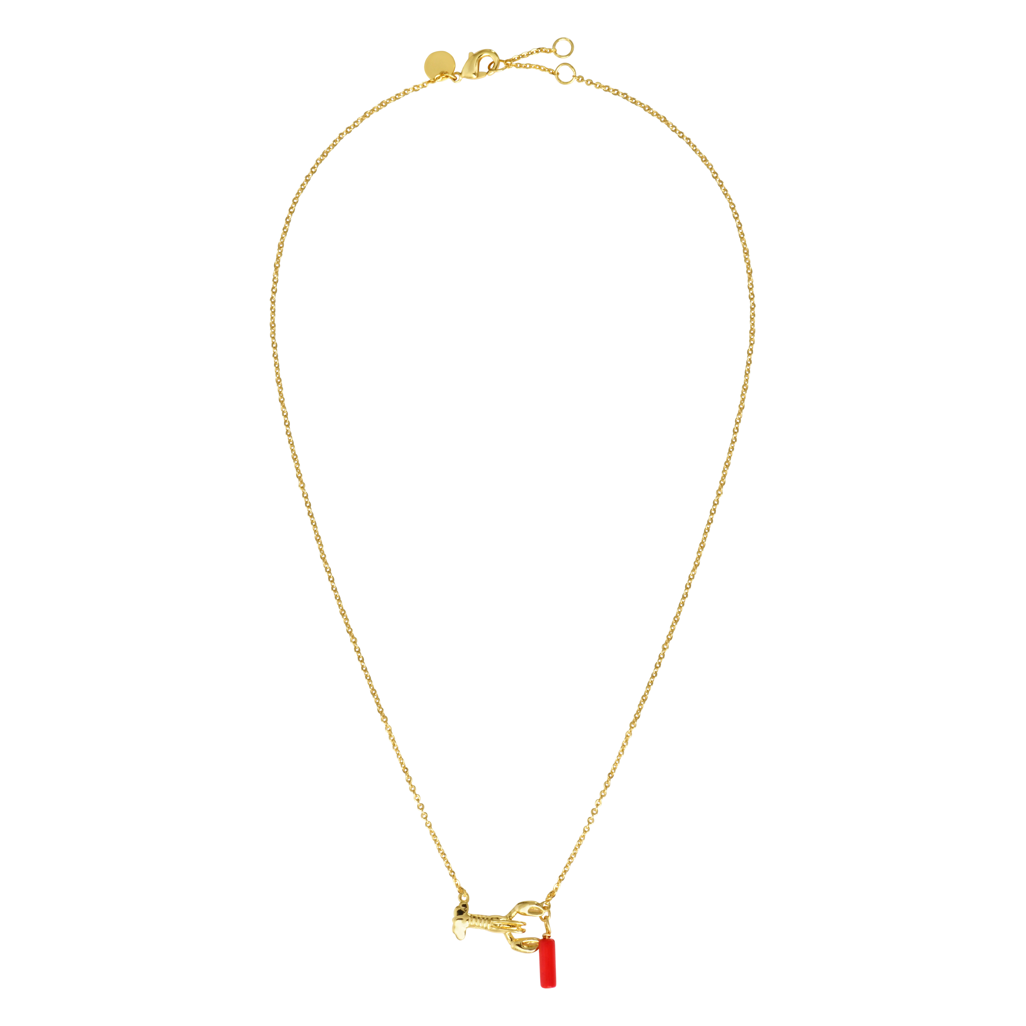 armeria-girard-collier-mini-homard-dor-perle-rouge-40-cm image 2