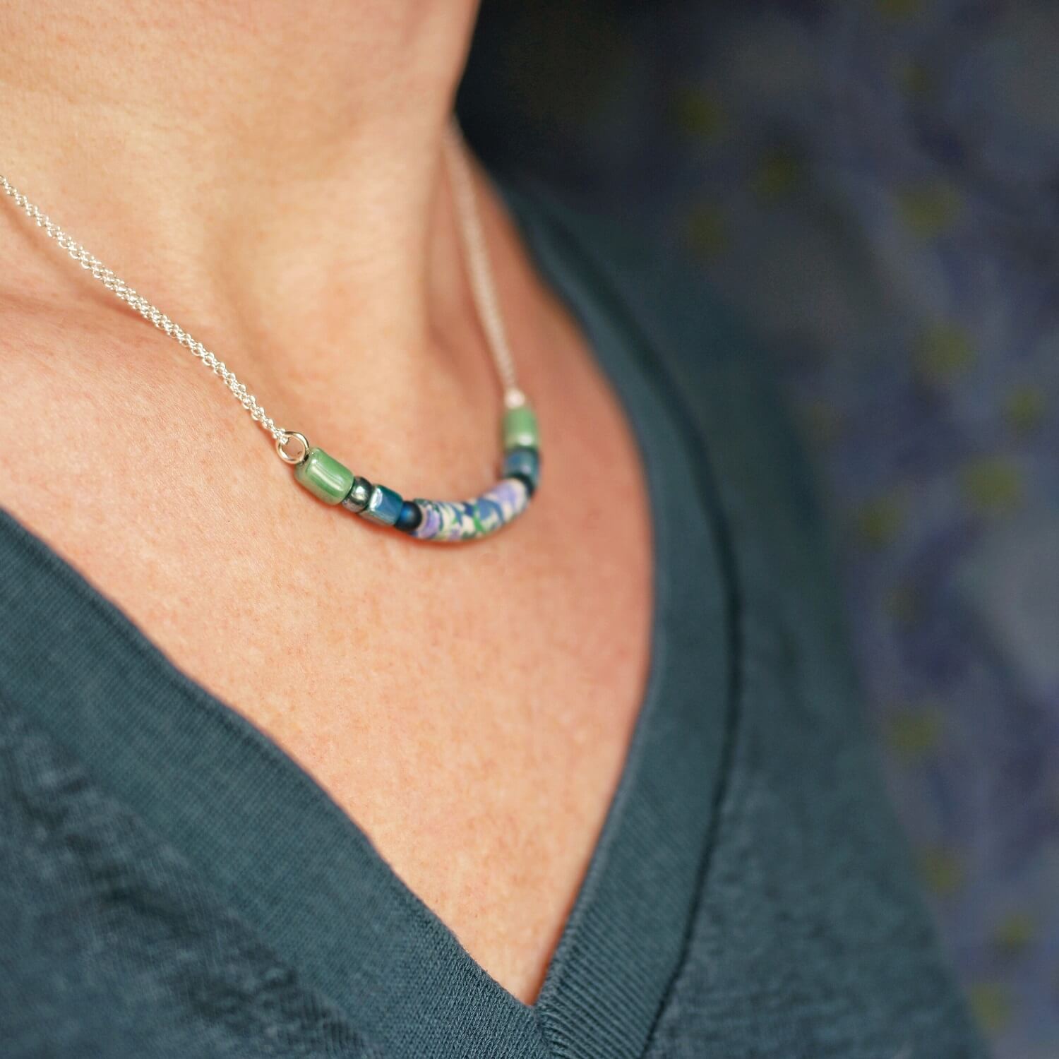 11prunes-phac-lie-collier-court-argent-925-perles-bleu-vert image 3