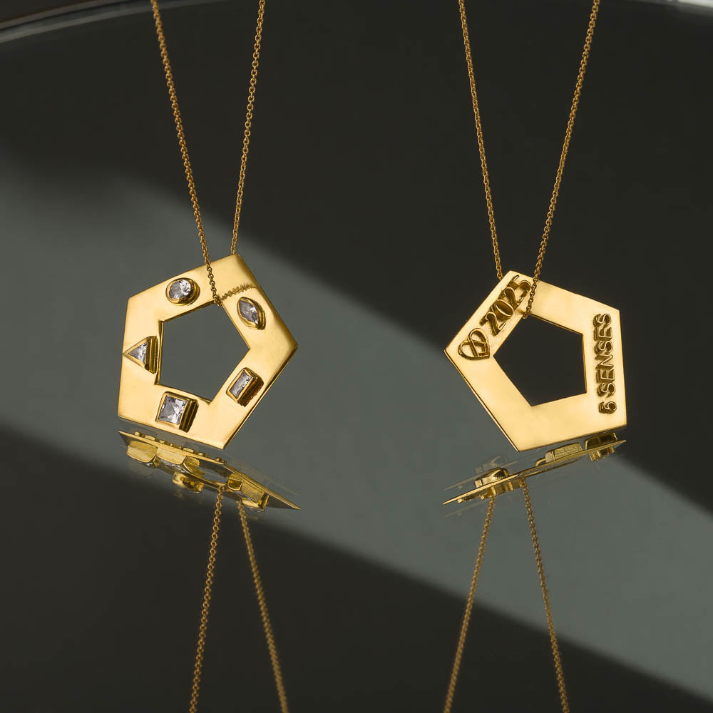agapi-arcana-5-elements-collier-plaqu-or-5-pierres image 3