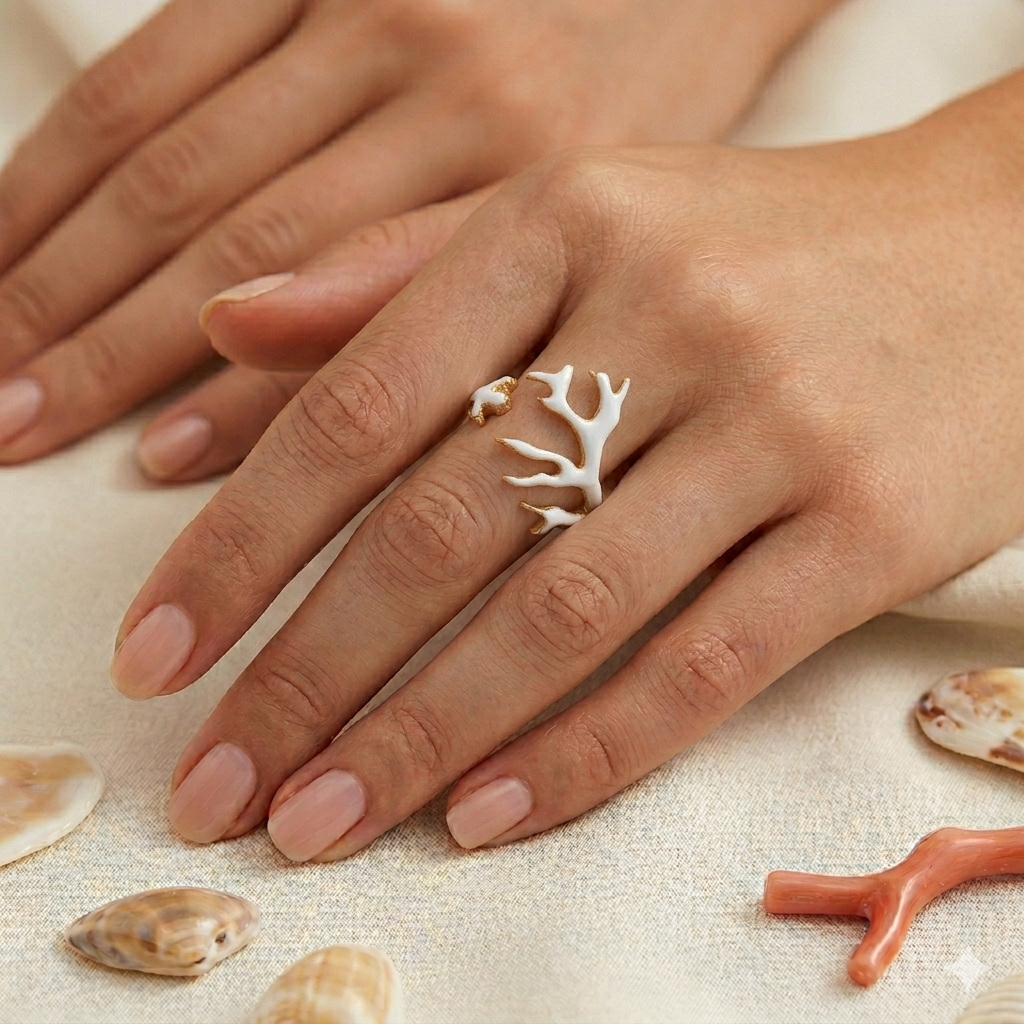 agapi-seastories-coral-breeze-bague-ajustable-blanche image 2