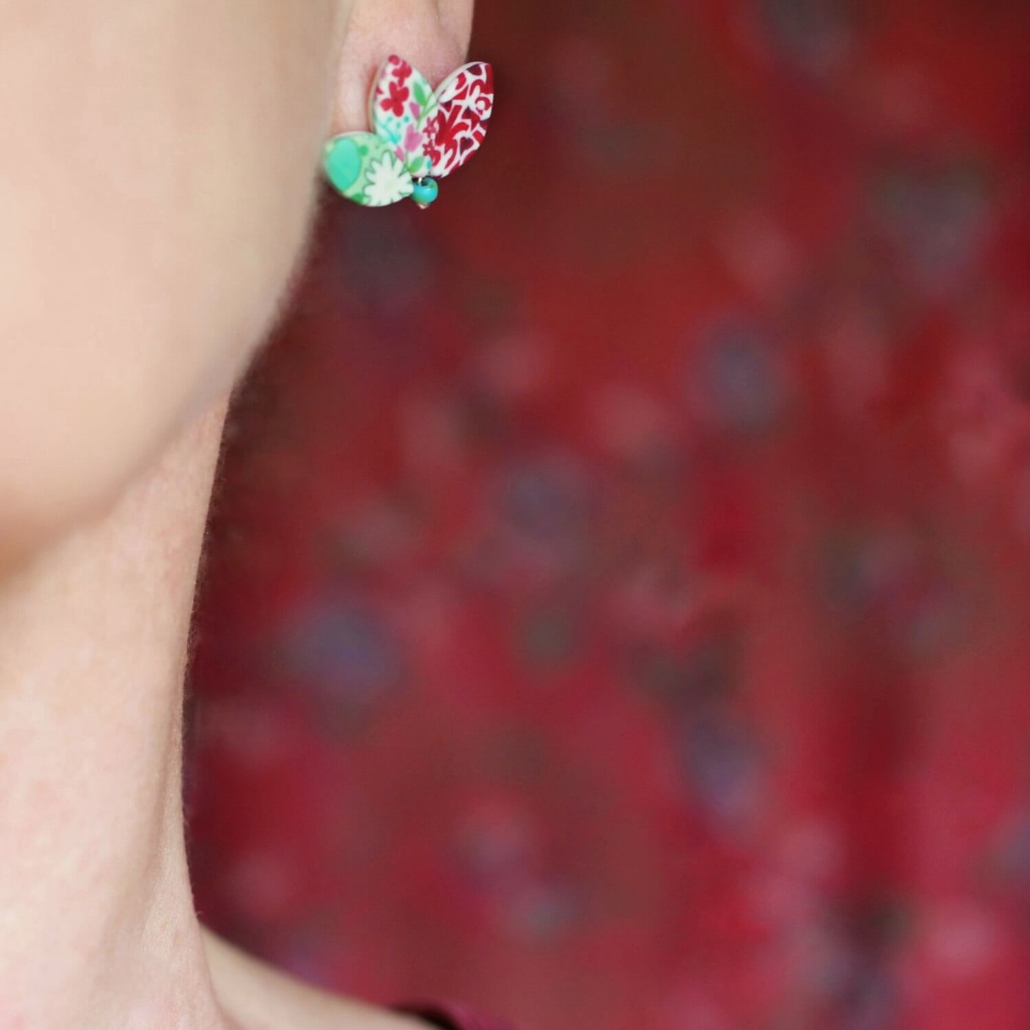 11prunes-sollya-clous-fleurs-rouge-vert-d-eau-argent-925 image 4