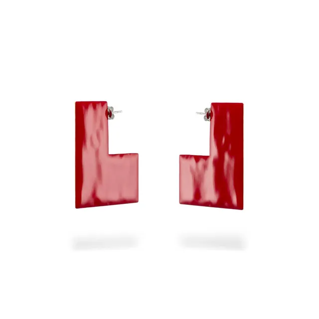 agapi-bau-jewels-mondrian-boucles-carr-es-mail-rouge-noir image 1