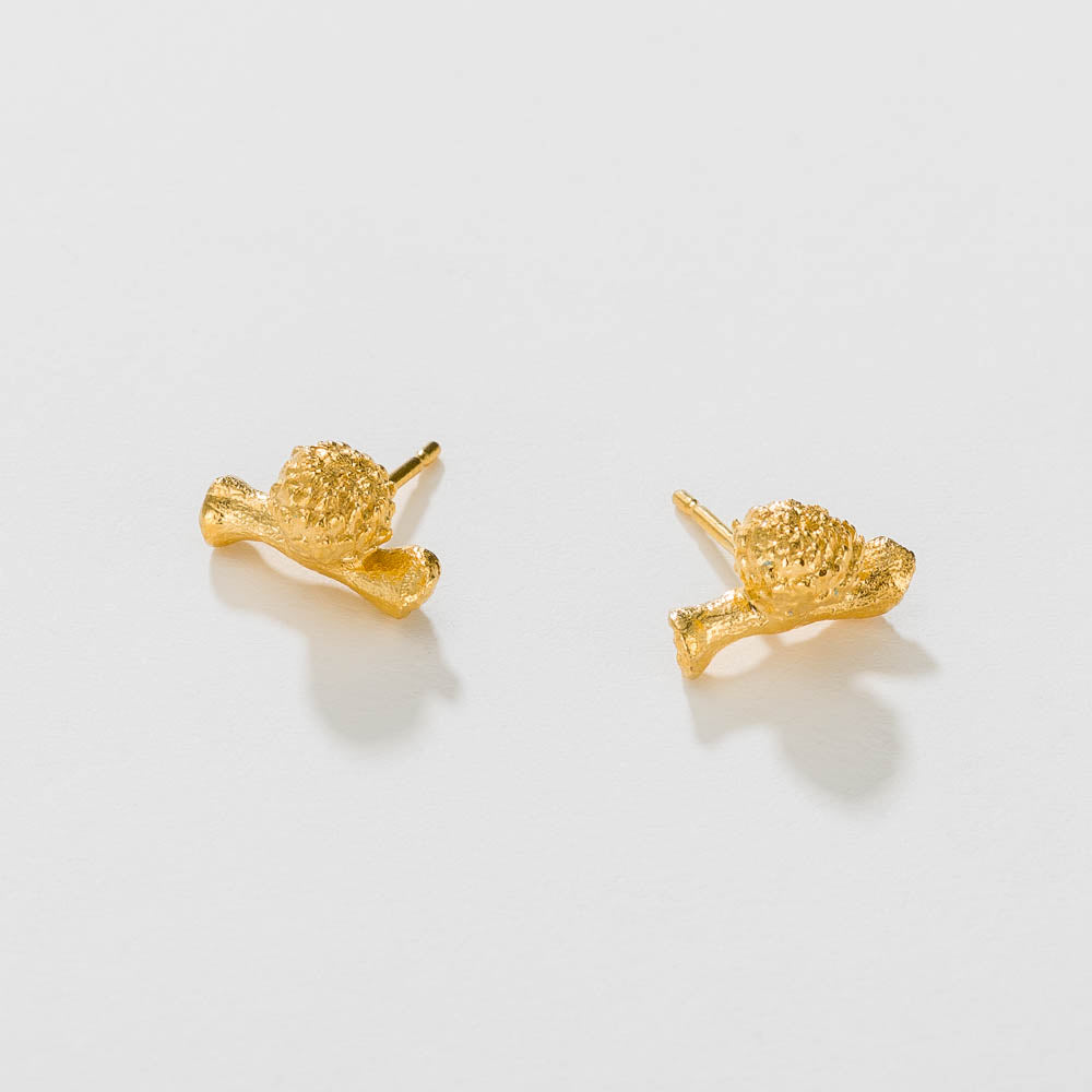 agapi-forestland-graine-sur-branche-clous-d-oreilles-dor-s image 1