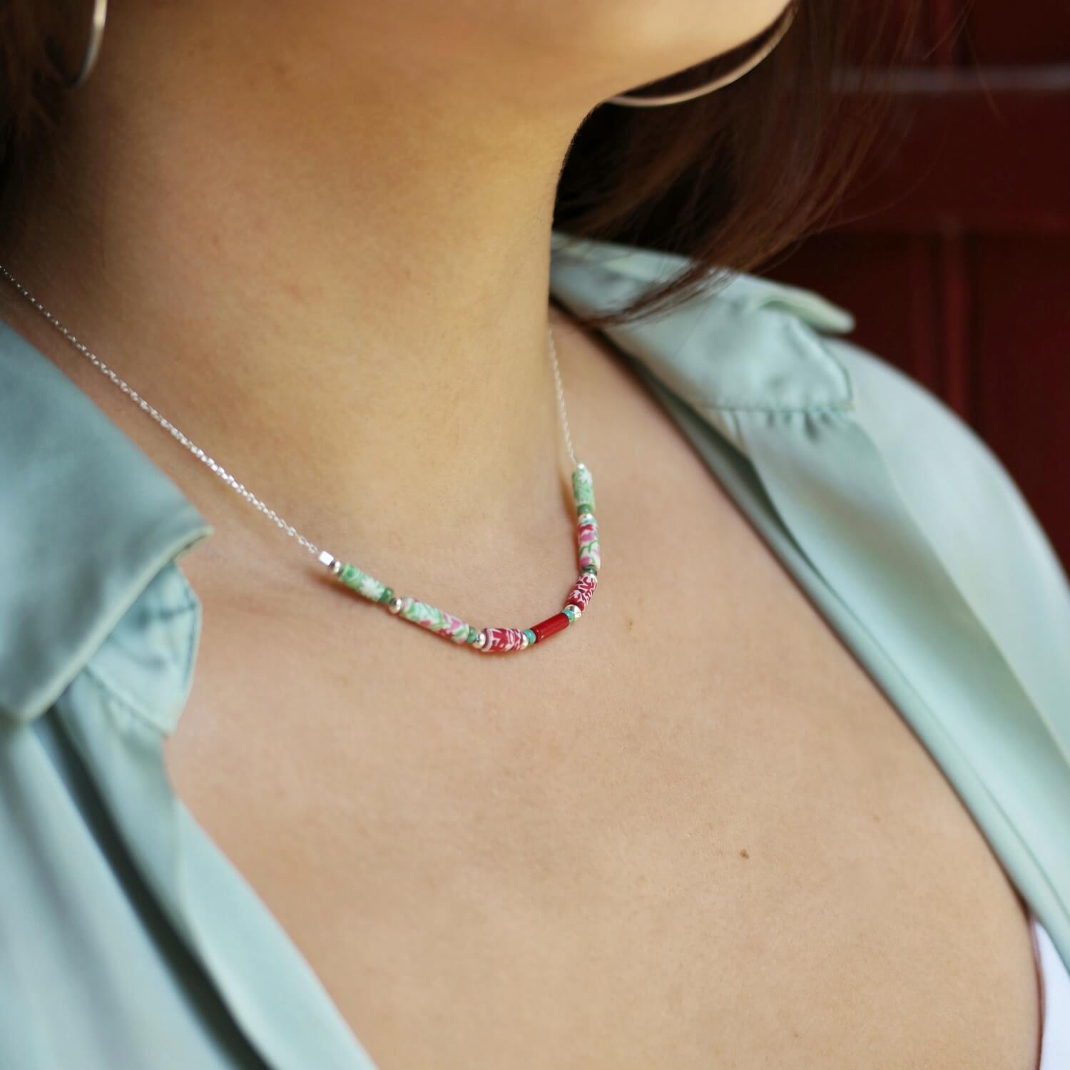 11prunes-sollya-collier-tige-perles-rouges-cha-ne-argent-925 image 4