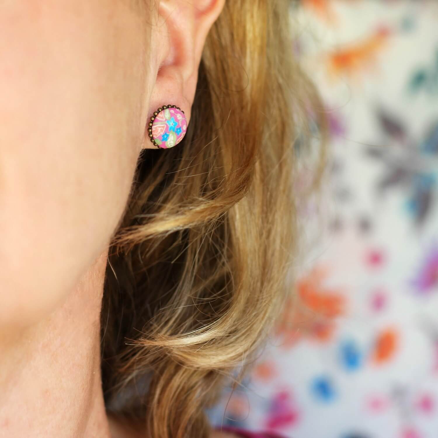 11prunes-mirabilis-puces-oreilles-florales-rose-bleu-laiton-12-mm image 1