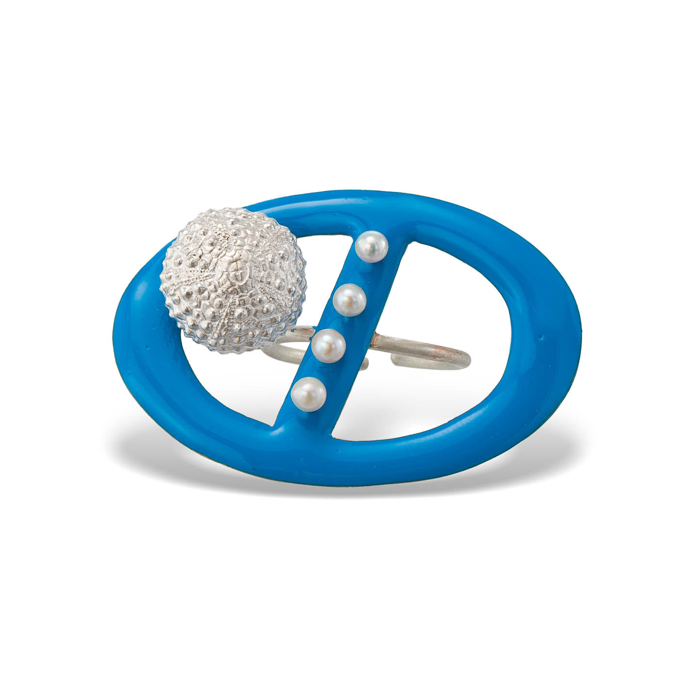 agapi-salty-kiss-bague-ajustable-bleue-perle-oursin image 3