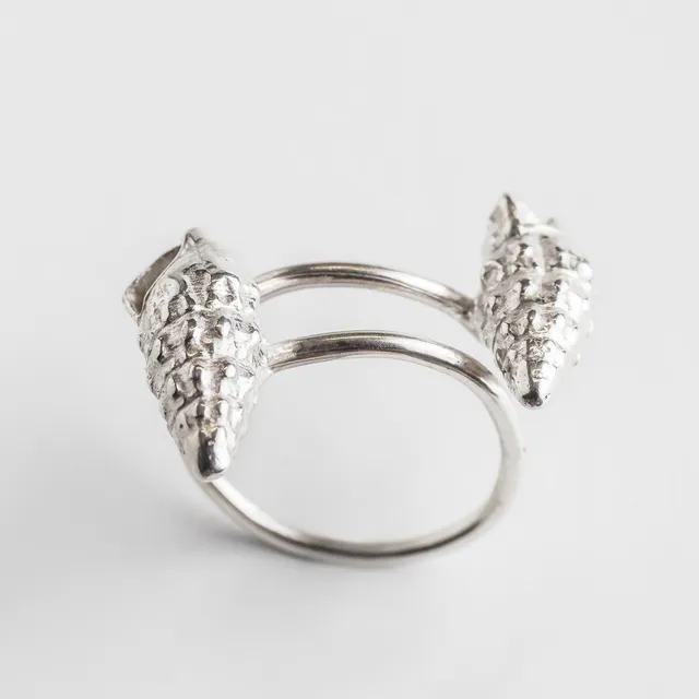 agapi-seastories-bague-twin-wild-seashells-argent-ajustable image 1