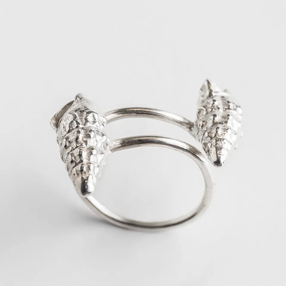 agapi-seastories-bague-twin-wild-seashells-argent-ajustable image 1