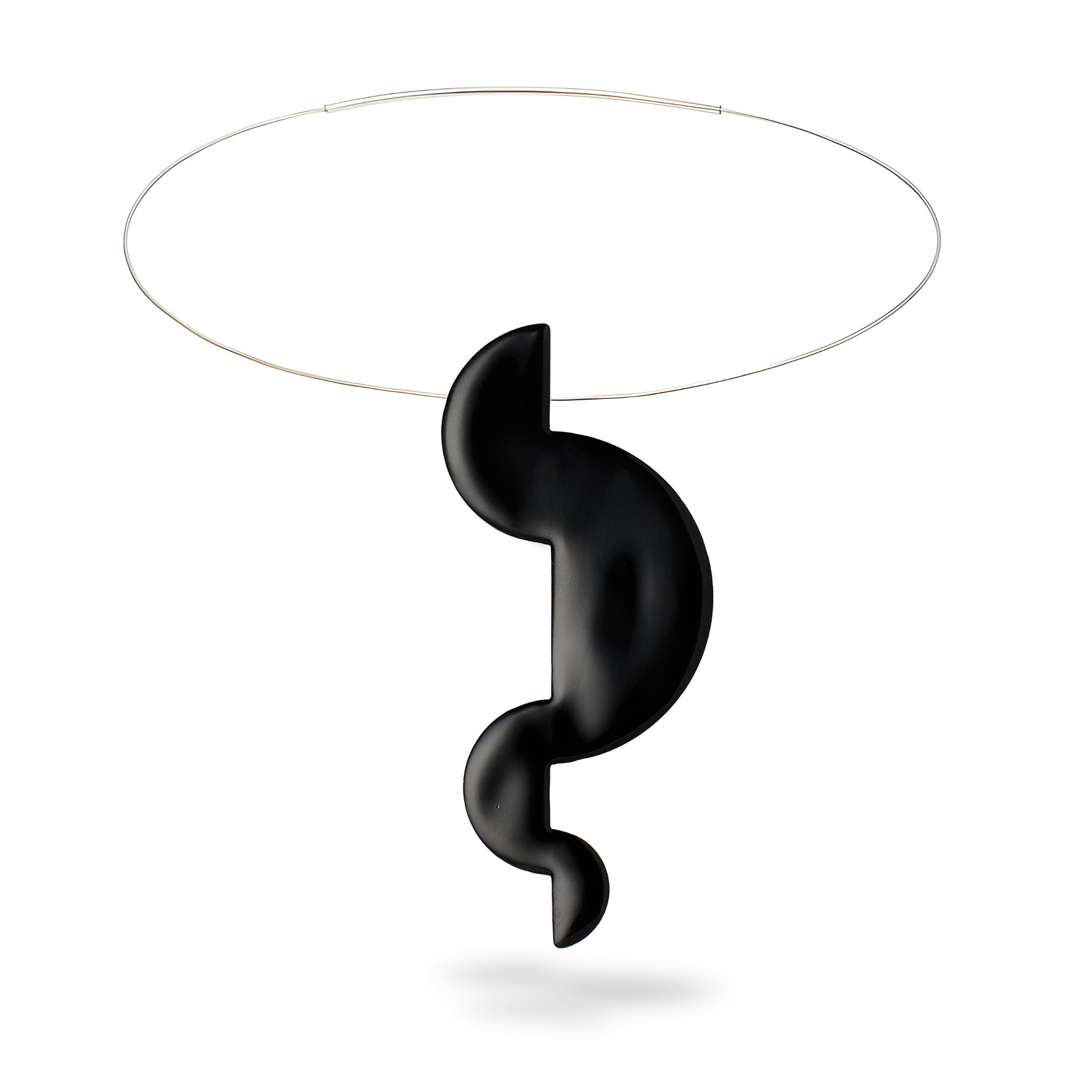 agapi-proportions-ii-collier-ras-de-cou-noir-mail-argent image 1