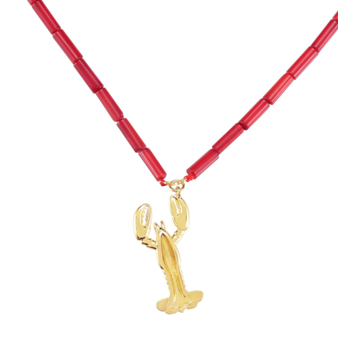 armeria-girard-collier-homard-perles-rouges-verre-41-cm image 3