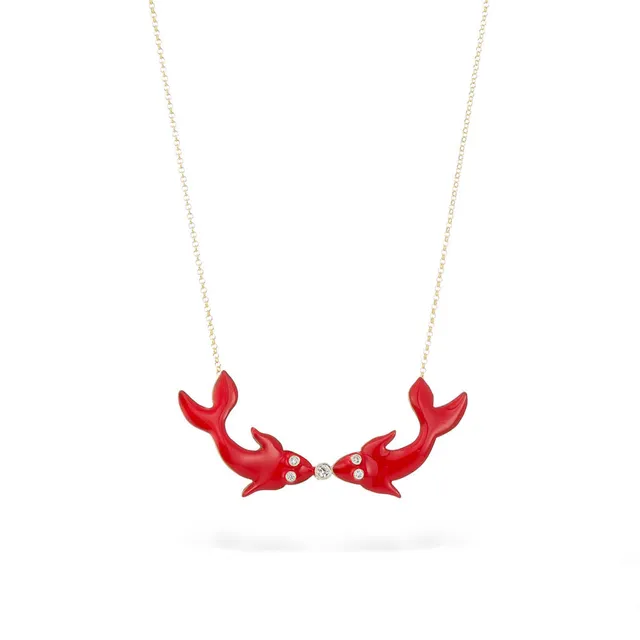 agapi-the-fish-koi-in-love-collier-rouge-corail-mail image 1