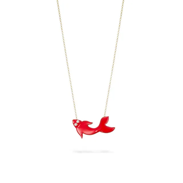 agapi-the-fish-koi-collier-cha-ne-mail-rouge-corail image 1