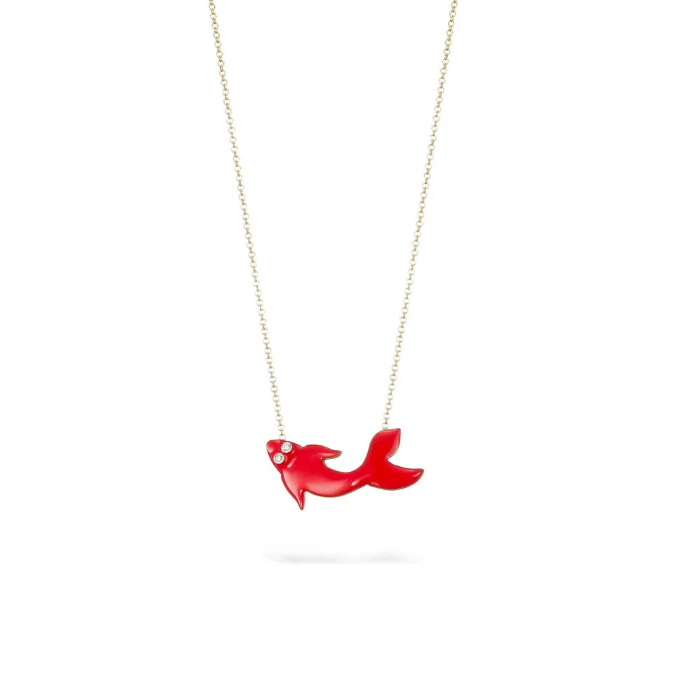 agapi-the-fish-koi-collier-cha-ne-mail-rouge-corail image 1