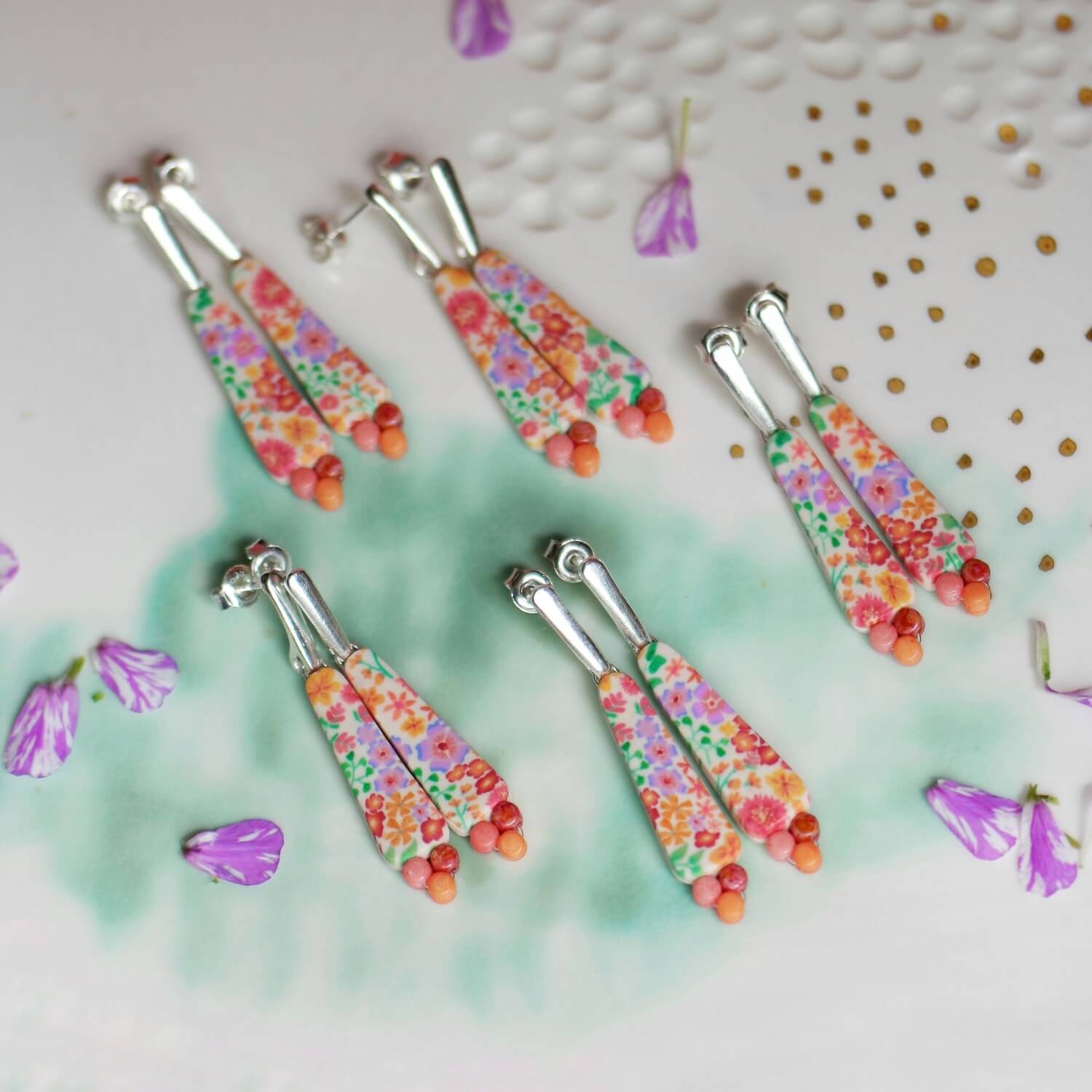 11prunes-lob-lie-boucles-d-oreilles-longues-pastel-rose-orange image 4
