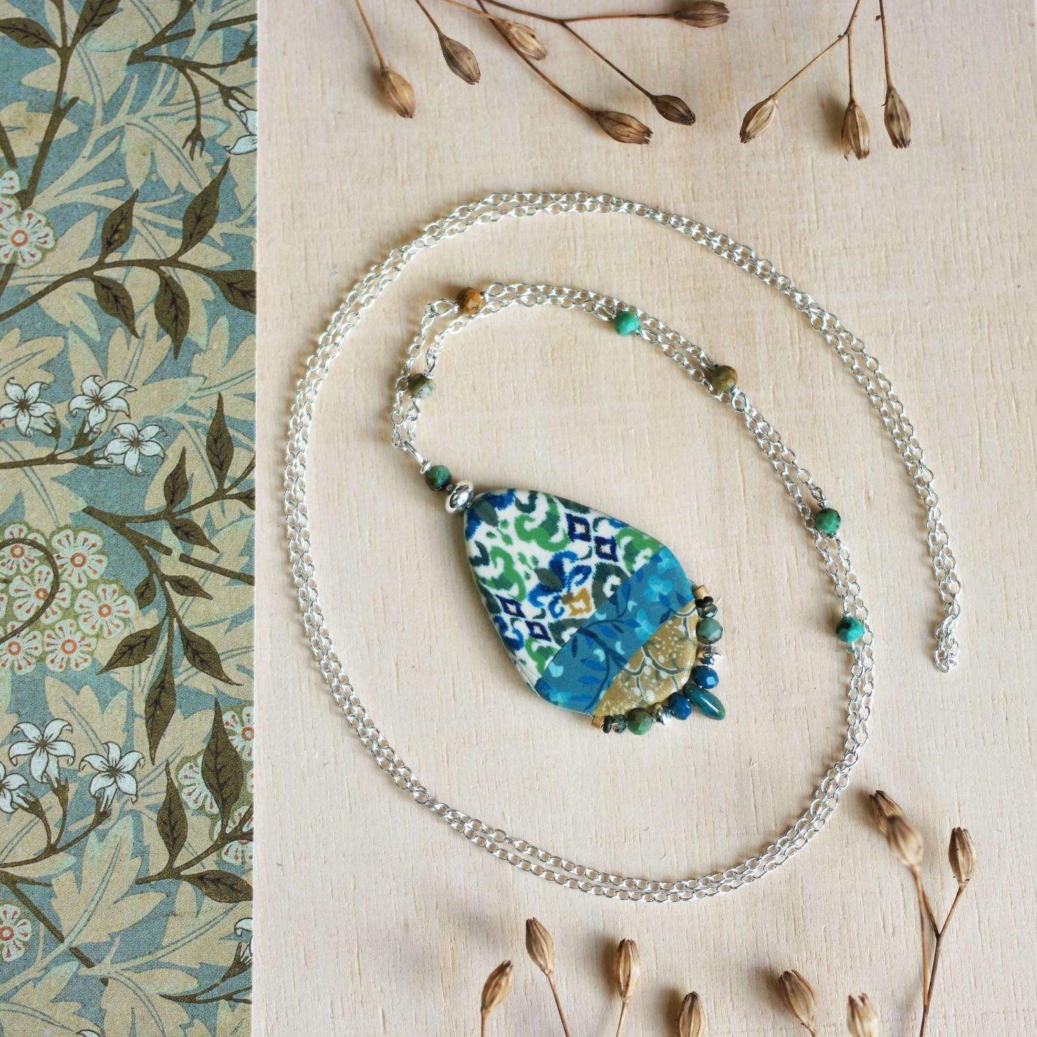 11prunes-santoline-sautoir-pendentif-ikat-argent-925-turquoise image 1