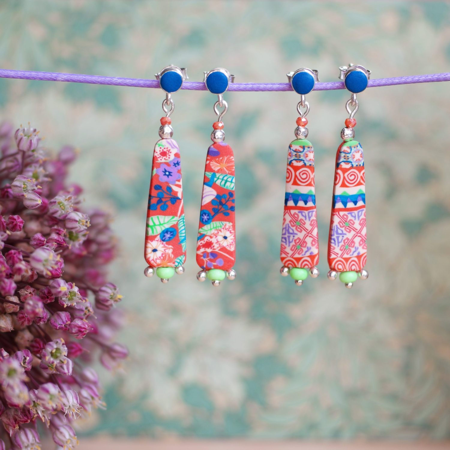 11prunes-bellevalia-boucles-pendantes-argent-925-orange-vert image 3