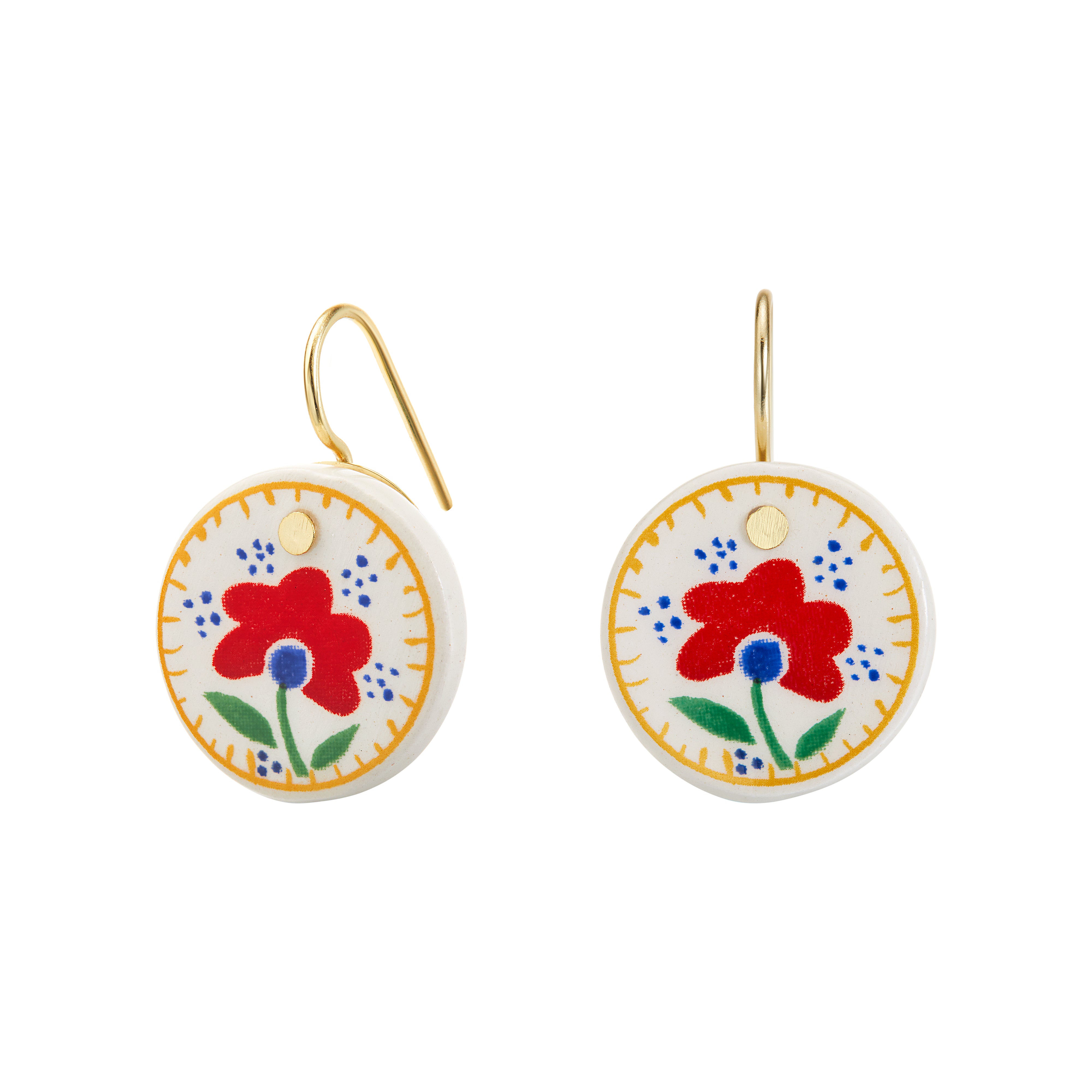 armeria-fa-enz-boucles-d-oreilles-fleur-rouge-fa-ence image 1