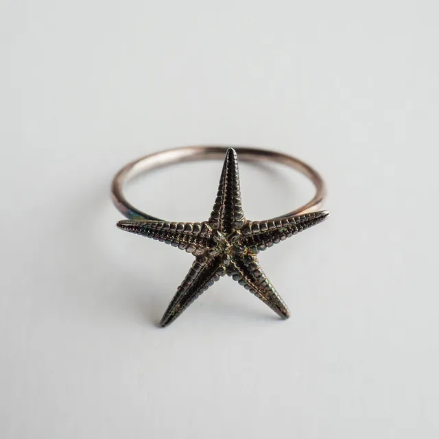 agapi-seastories-small-starfish-bague-argent-925-patine-arc-en-ciel image 1