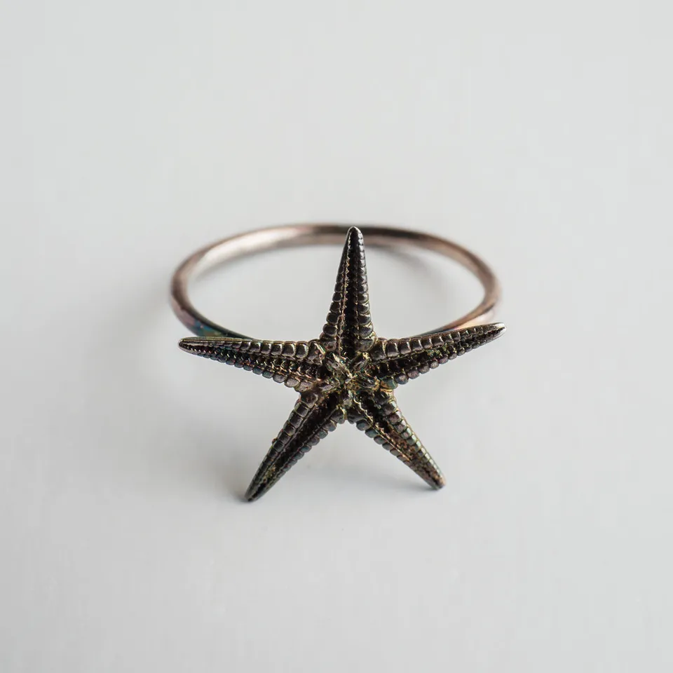 agapi-seastories-small-starfish-bague-argent-925-patine-arc-en-ciel image 1