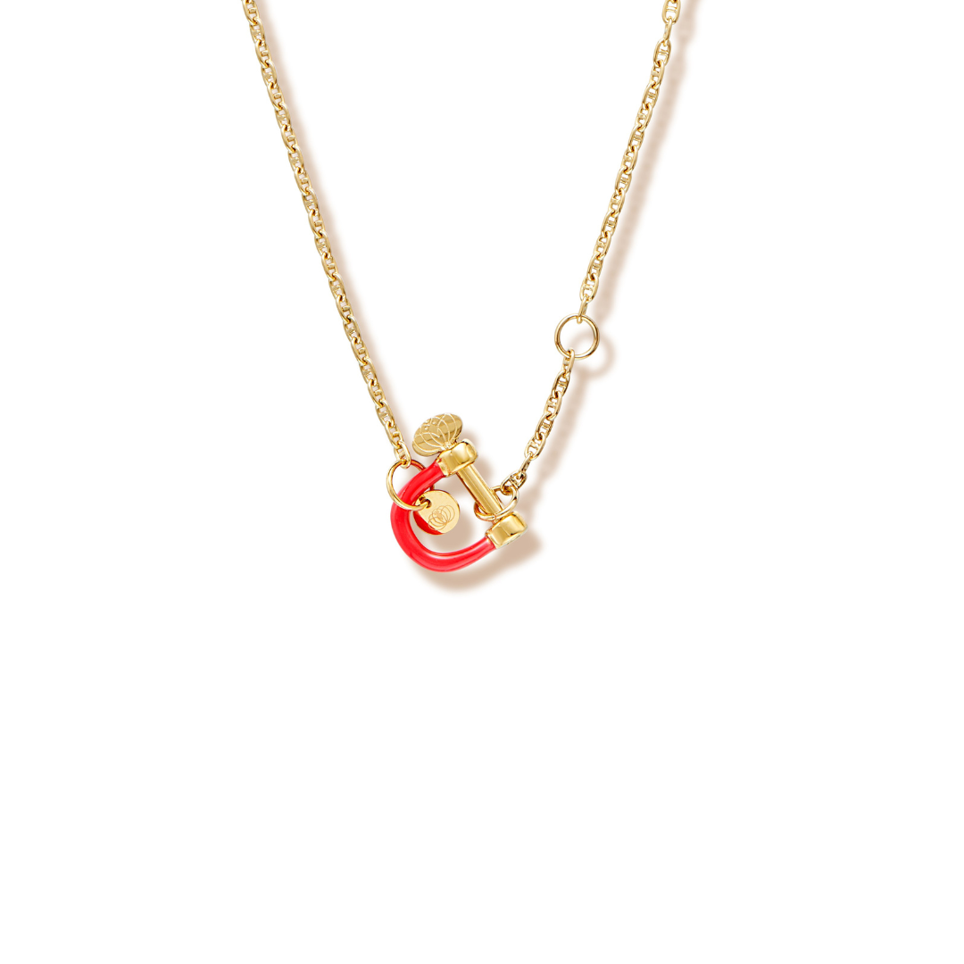 armeria-manilles-collier-manille-rouge-acier-dor-49-cm image 1