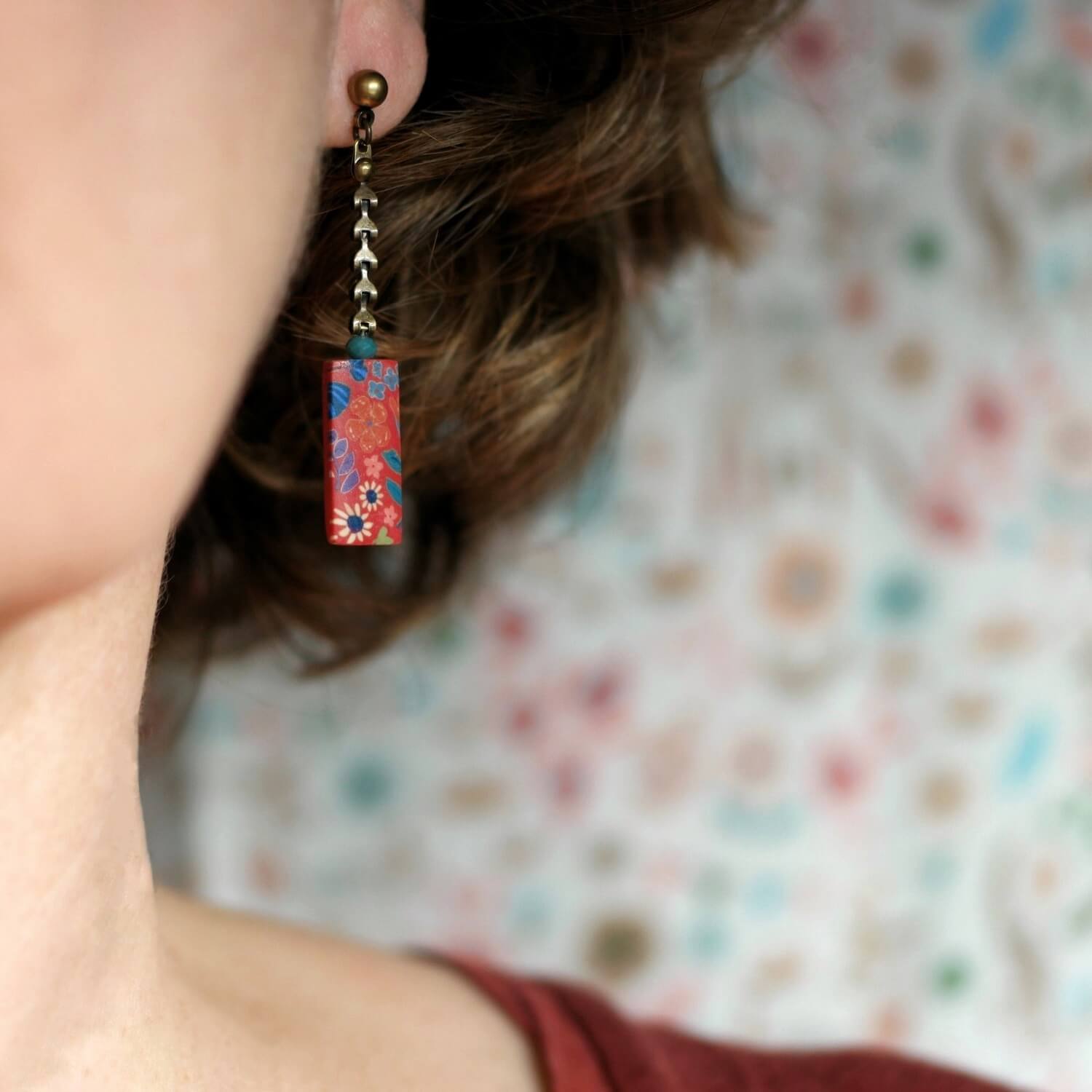 11prunes-hanami-boucles-longues-rouge-brique-floral image 2