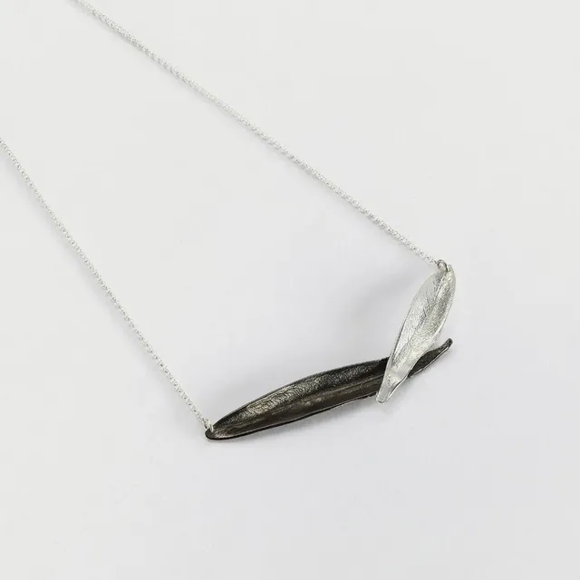 agapi-athena-collier-feuilles-olivier-argent-rhodium-45-cm image 1