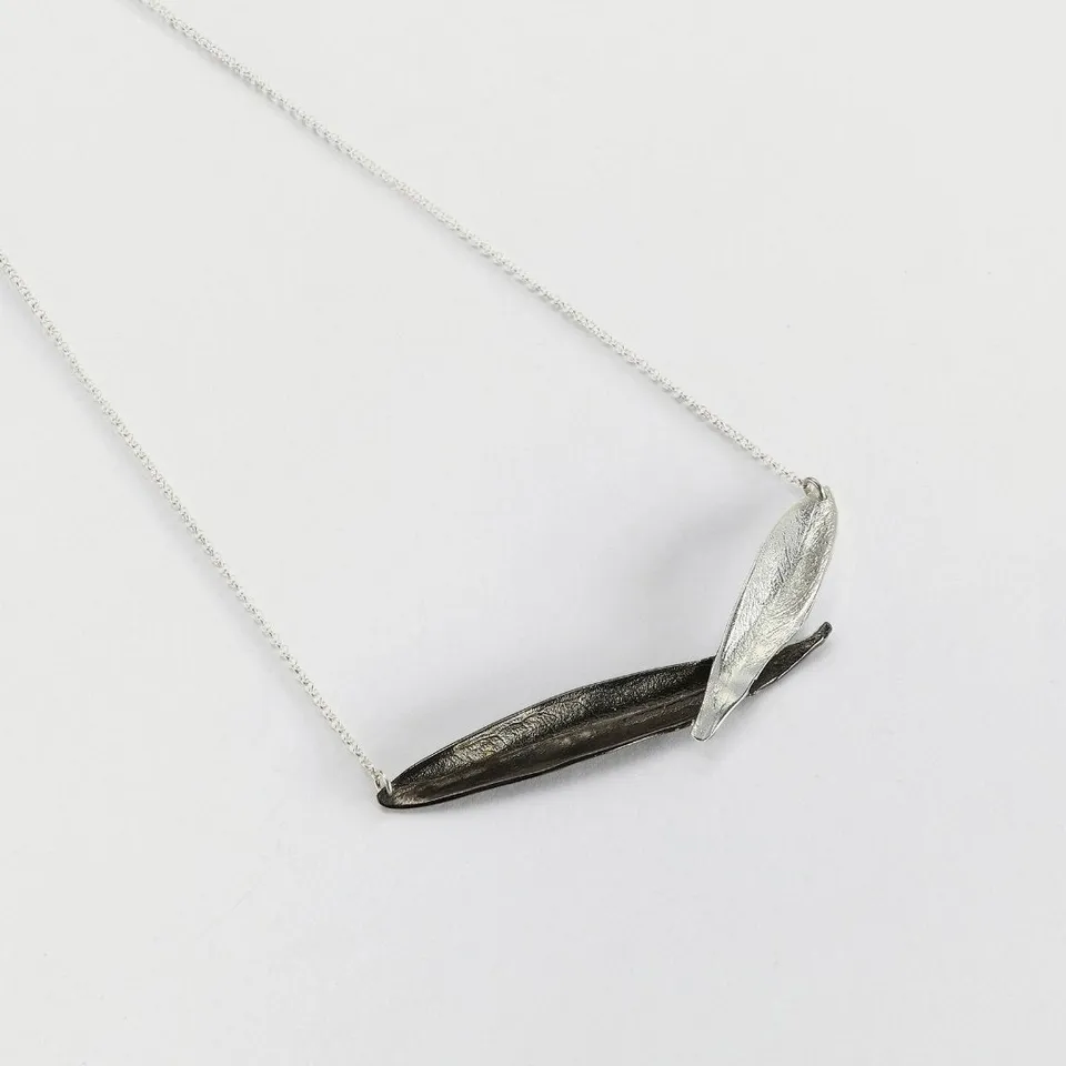 agapi-athena-collier-feuilles-olivier-argent-rhodium-45-cm image 1