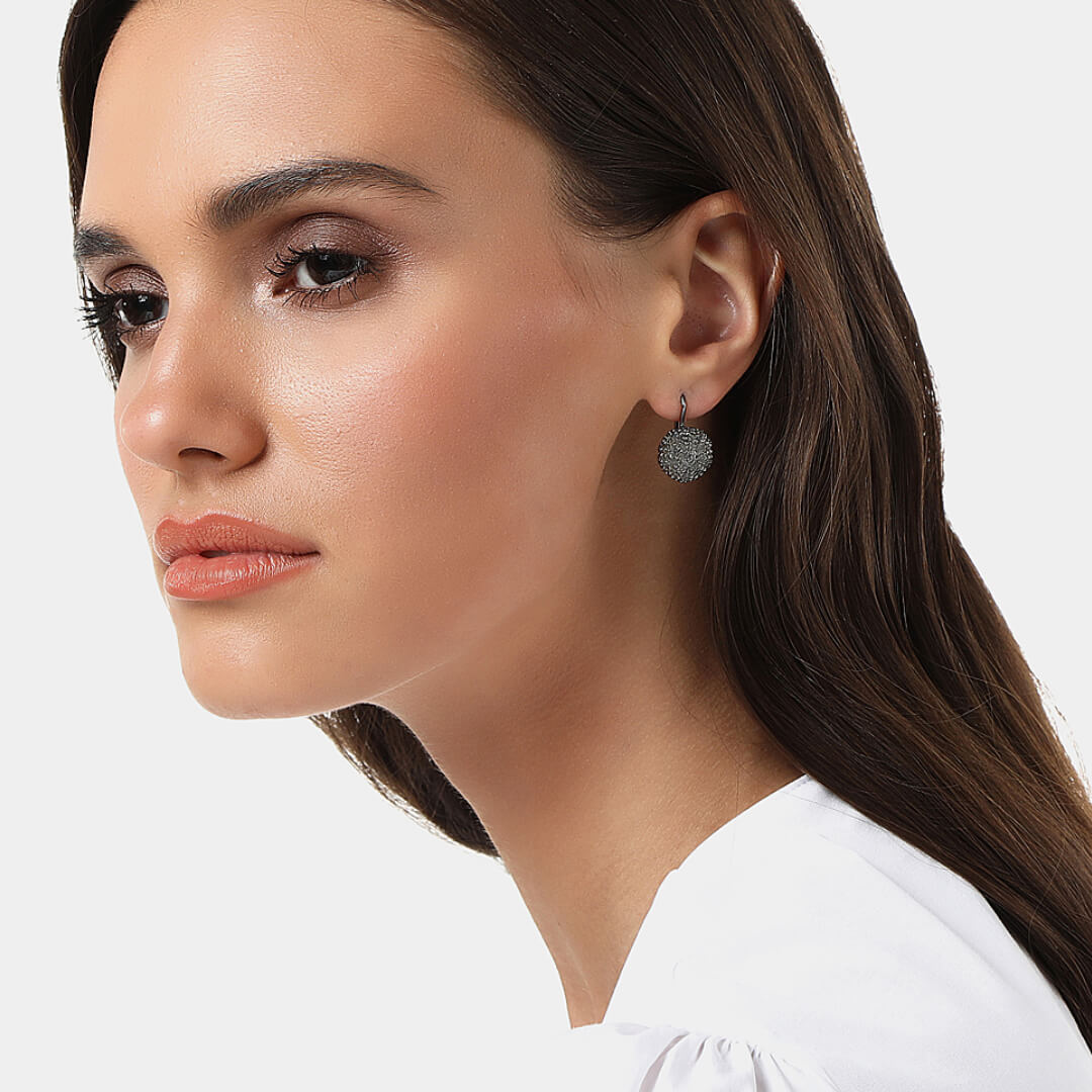 agapi-seastories-urchin-boucles-pendantes-rhodium-noir image 2