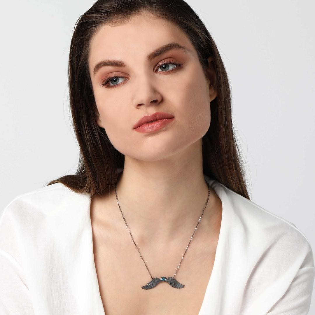 agapi-wings-eye-of-sky-collier-cha-ne-oeil-noir-argent image 2