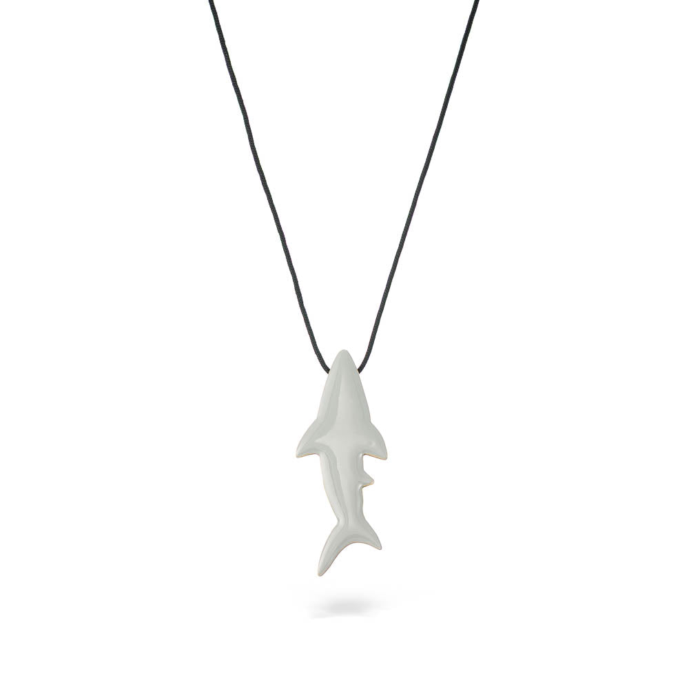 agapi-the-fish-shark-collier-cordon-mail-gris image 1
