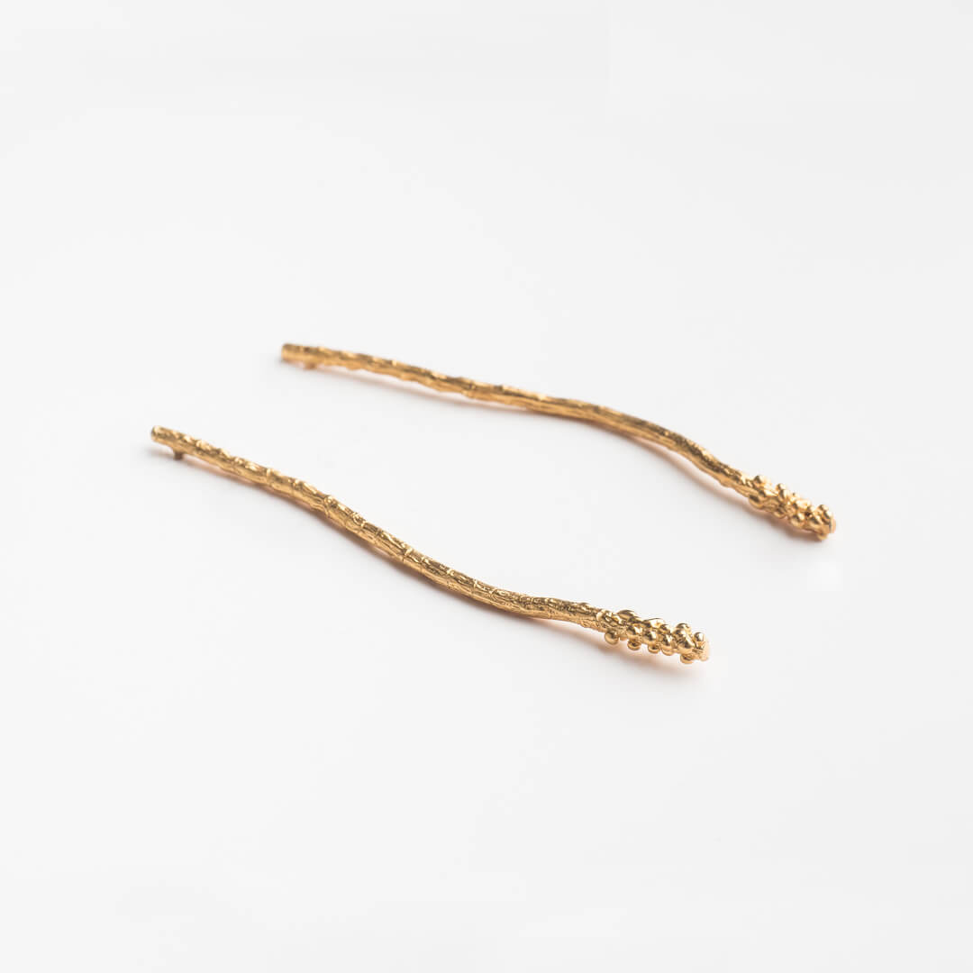 agapi-forestland-branches-boucles-longues-gouttes-plaqu-or-7-cm image 1