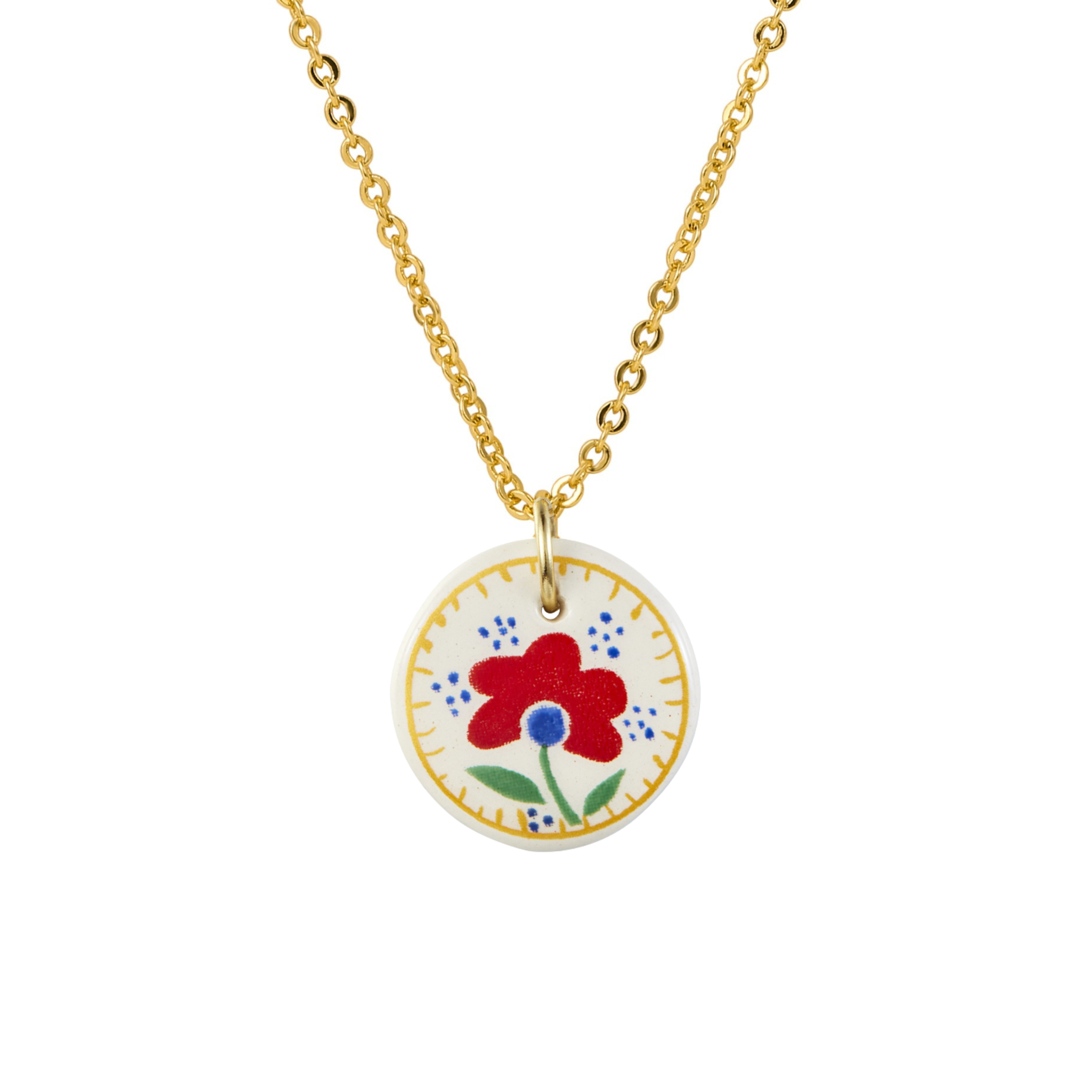 armeria-fa-enz-collier-fa-ence-fleur-rouge-42-cm-dor image 1