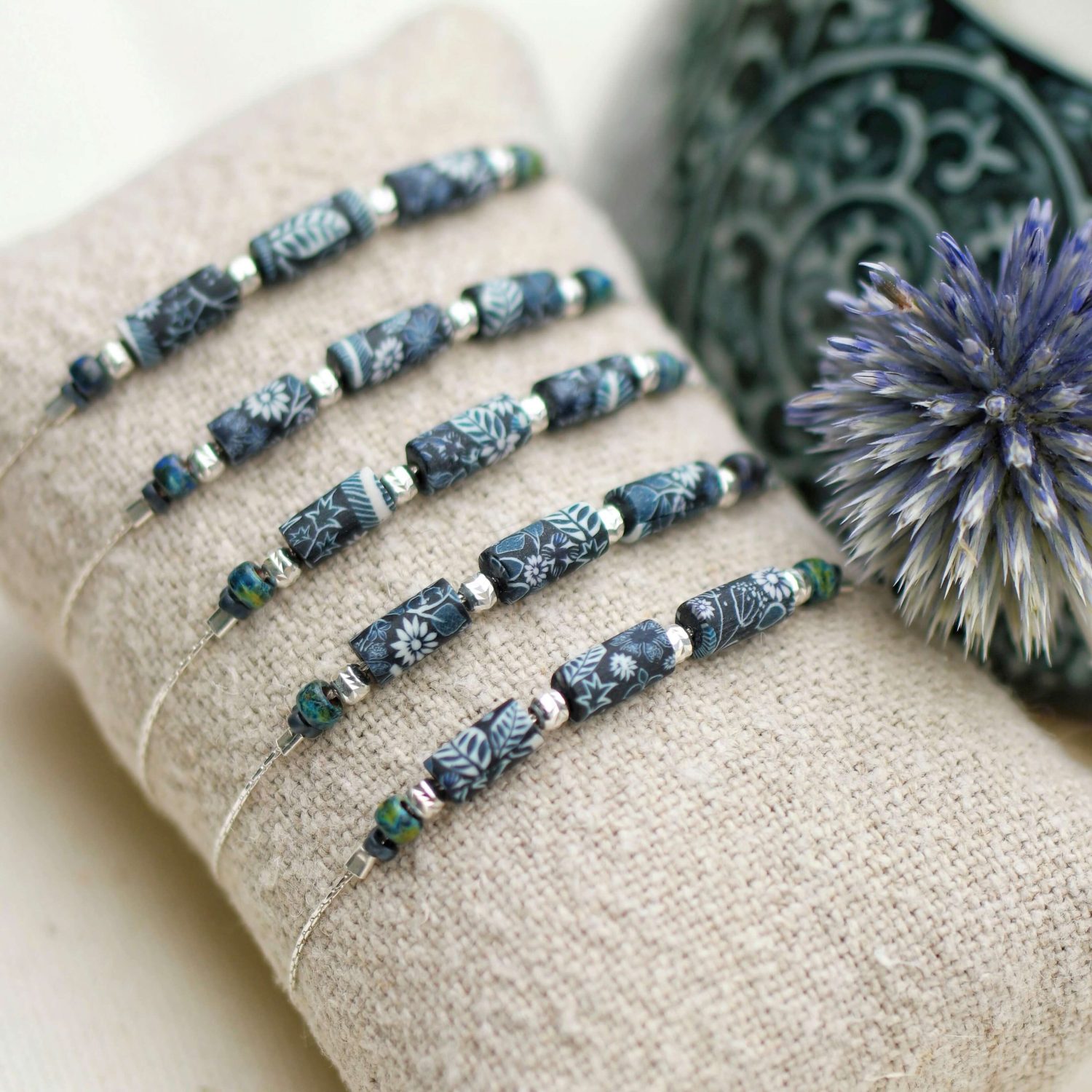 11prunes-hell-bore-bracelet-argent-925-bleu-nuit-floral image 4