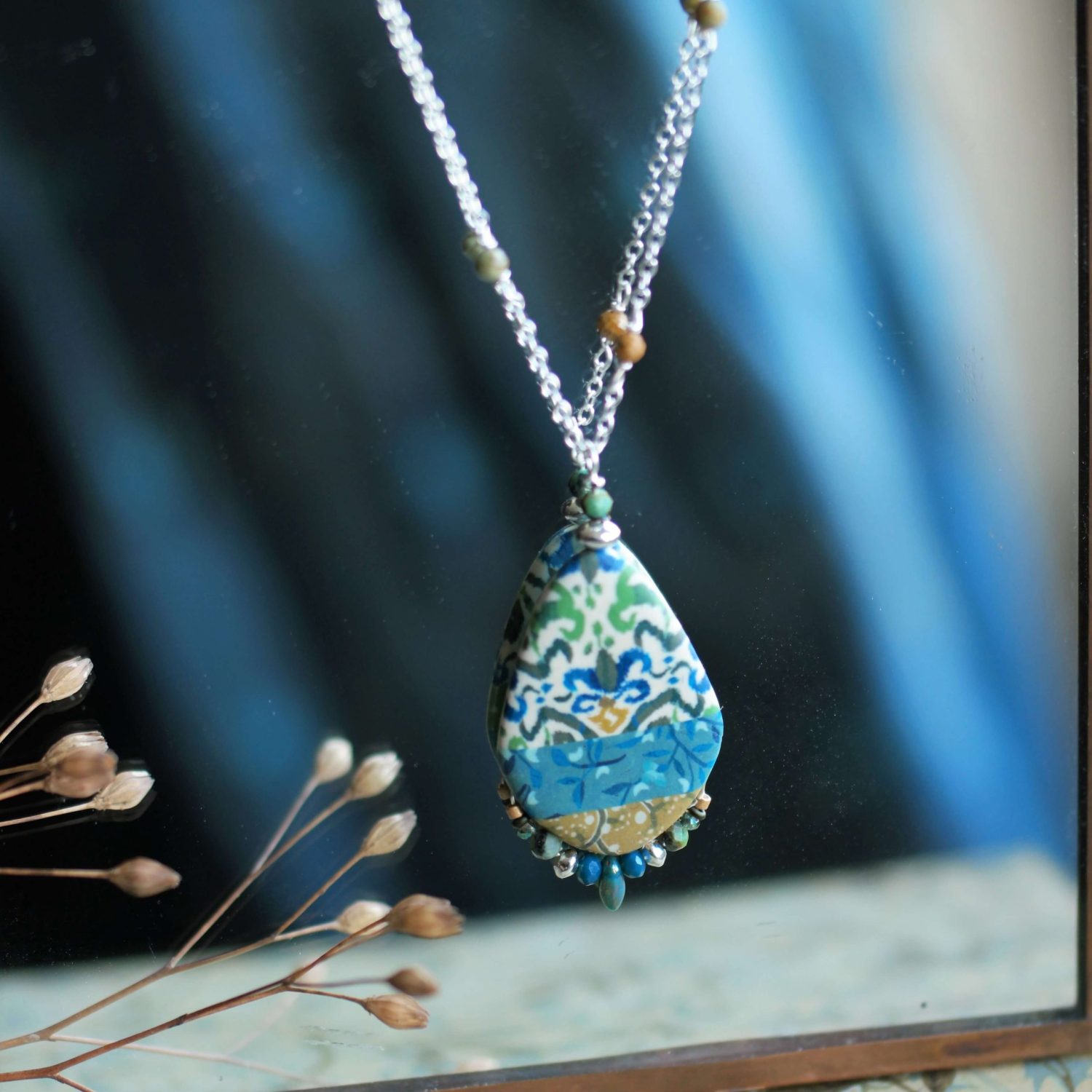 11prunes-santoline-sautoir-pendentif-ikat-argent-925-turquoise image 3