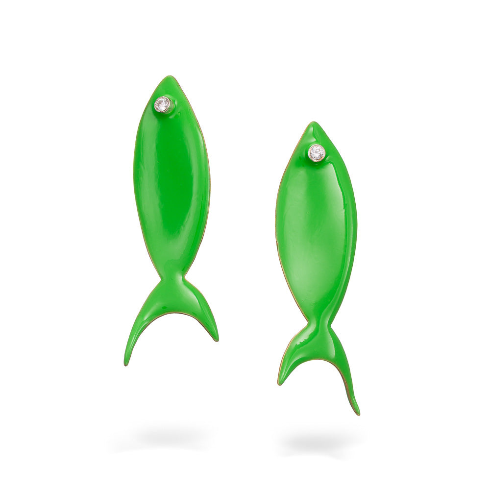 agapi-the-fish-boucles-poisson-mail-vert-fluo-pierres image 1
