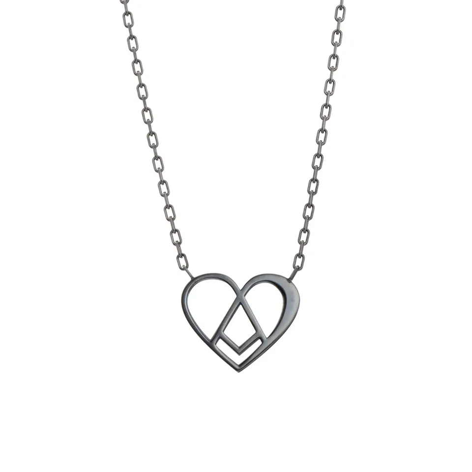 agapi-love-symbols-slave-to-love-collier-c-ur-rhodium image 1