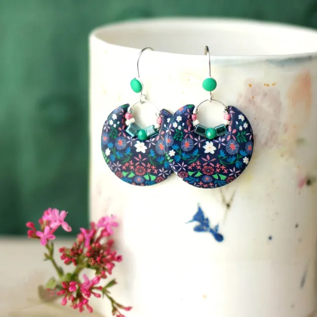 11prunes-nolana-boucles-d-oreilles-rondes-floral-rose-bleu image 1