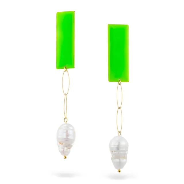agapi-seastories-boucles-d-oreilles-pearl-fantasy-mail-vert image 1