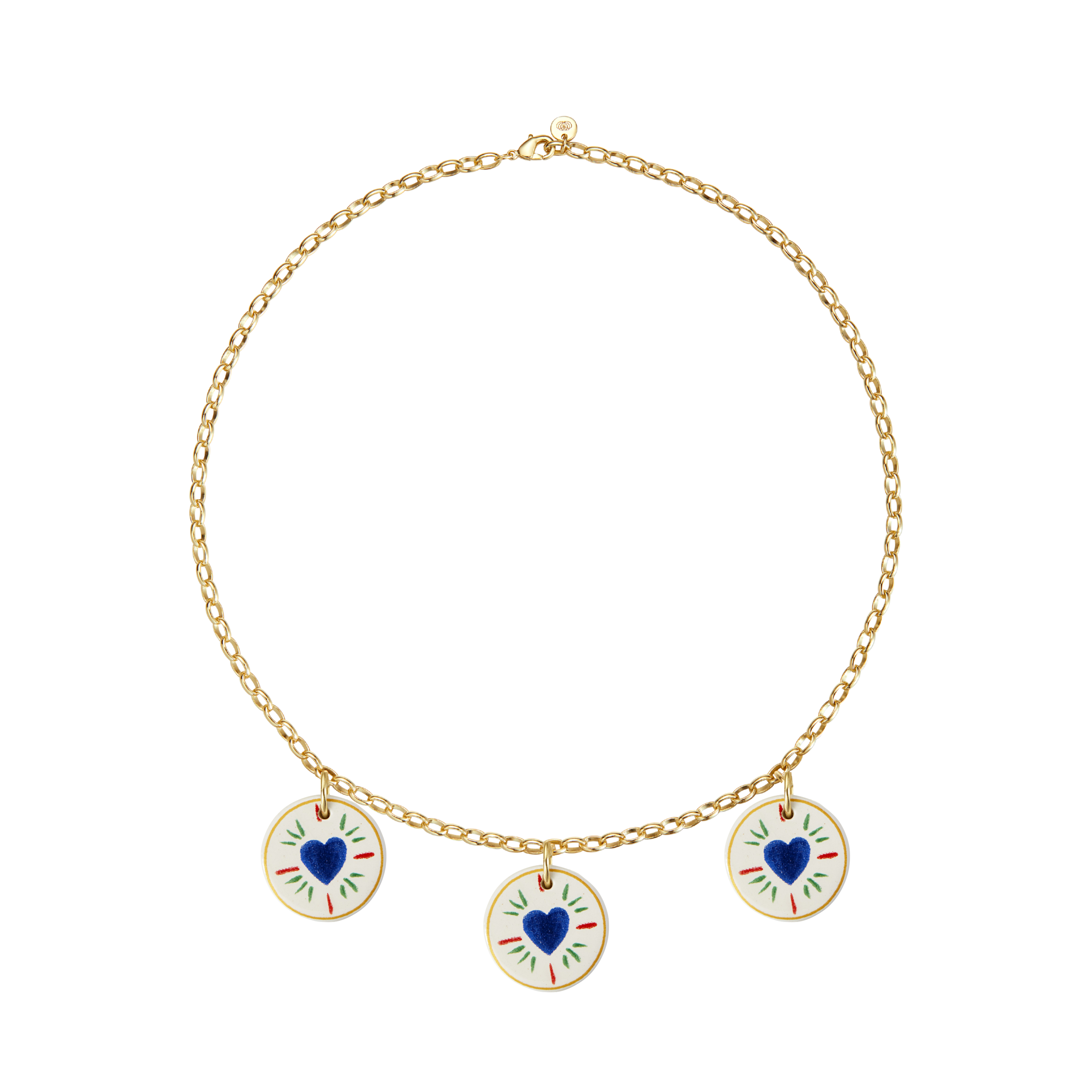 armeria-fa-enz-collier-fa-ence-trois-c-urs-bleus-dor image 1