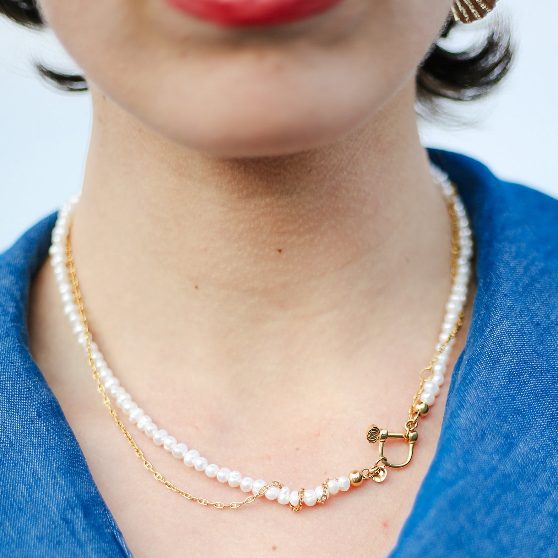 armeria-manilles-collier-perles-eau-douce-manille-or-42-cm image 2