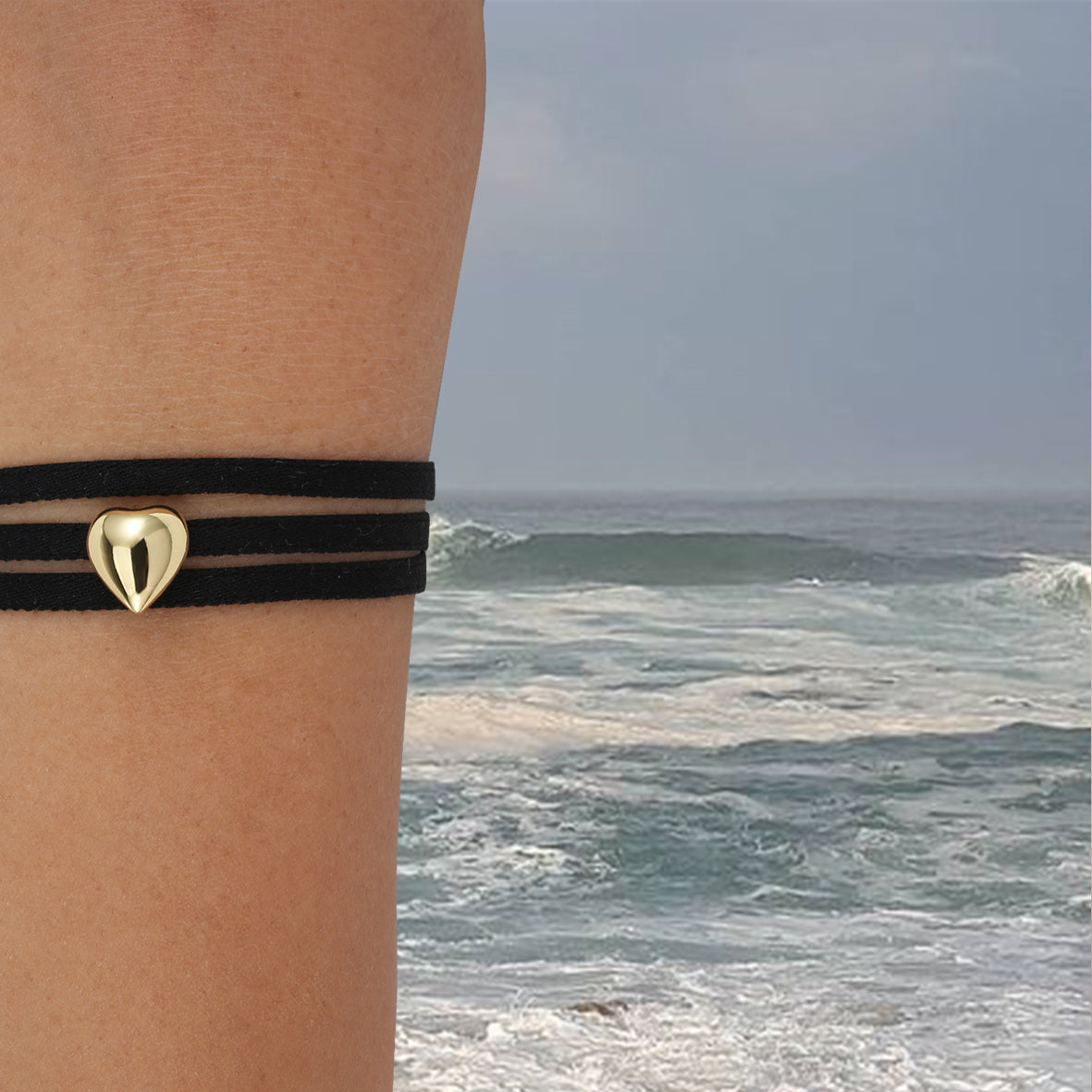 armeria-kalon-bracelet-ruban-noir-c-ur-dor-96-cm image 4