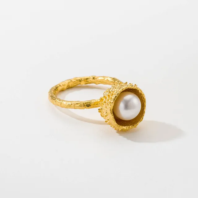 agapi-forestland-medium-acorn-bague-gland-perle-plaqu-or image 1