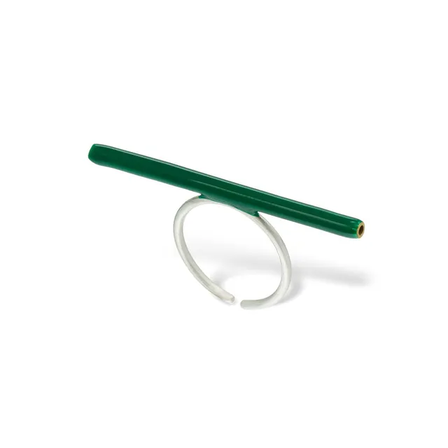 agapi-bau-jewels-line-bague-r-glable-verte-mail-argent image 1