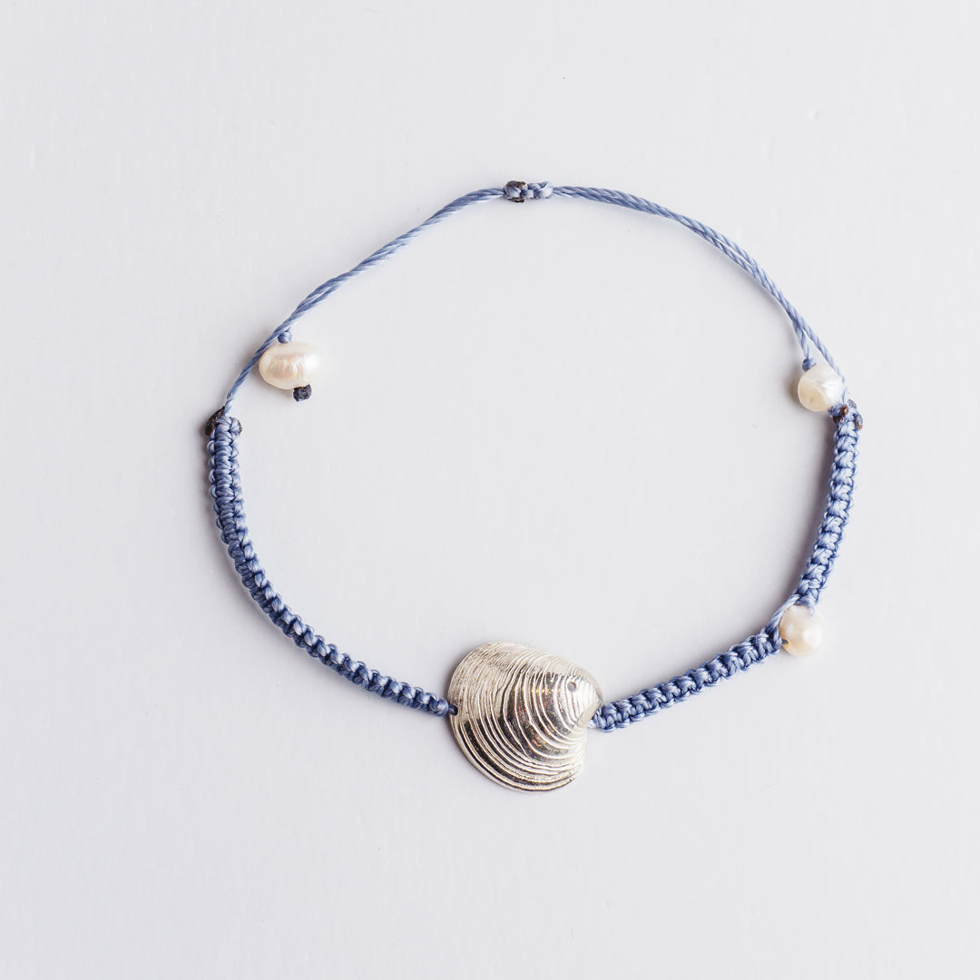 agapi-seastories-palourde-bracelet-macram-argent-bleu image 3