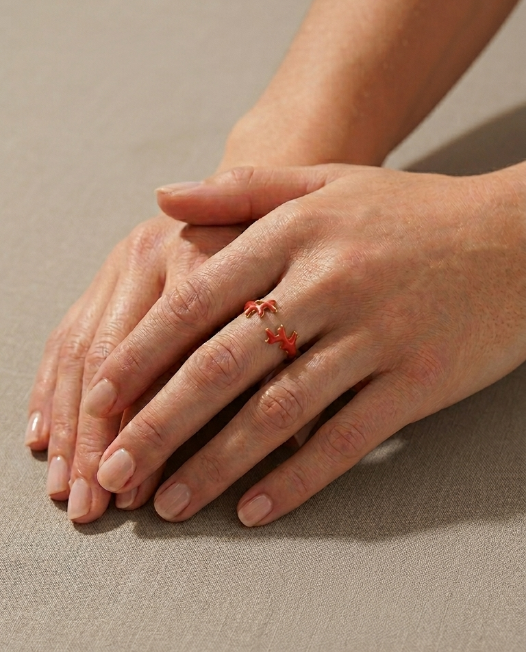 agapi-seastories-twin-coral-bague-ajustable-corail-rouge-mail image 2
