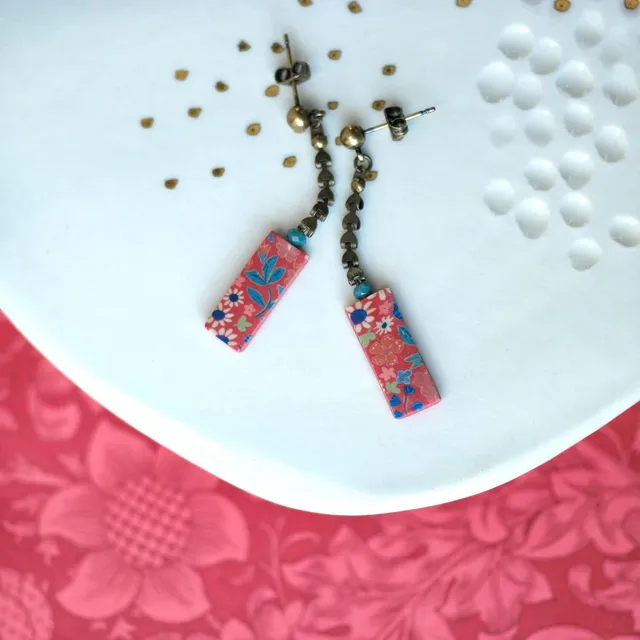 11prunes-hanami-boucles-longues-rouge-brique-floral image 1