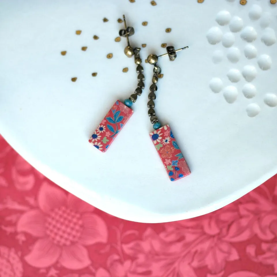 11prunes-hanami-boucles-longues-rouge-brique-floral image 1