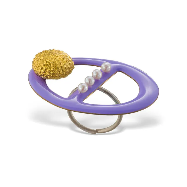 agapi-seastories-salty-kiss-bague-r-glable-lilas-perles-dor-e image 1